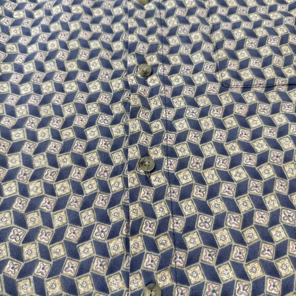 Pierre Cardin Mens Shirt Sz Medium Multicolor Short Sleeve Button Front Pocket - Picture 2 of 8